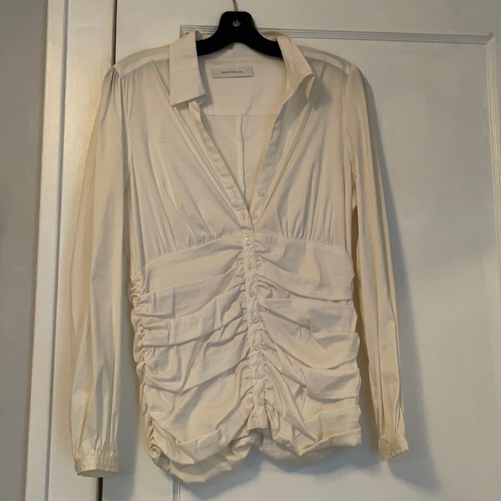 Sem Per Lei Ruched Button Up Blouse